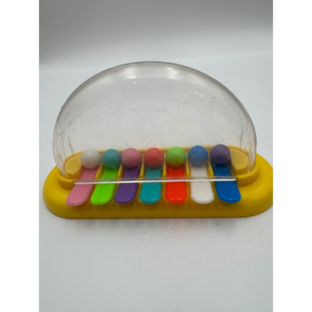 Vintage Rainbow Pop Up Ball Dome Toy Yellow Base Made in Hong Kong Retro Sensory